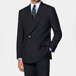 Navy Double-Breasted Suit Blazer